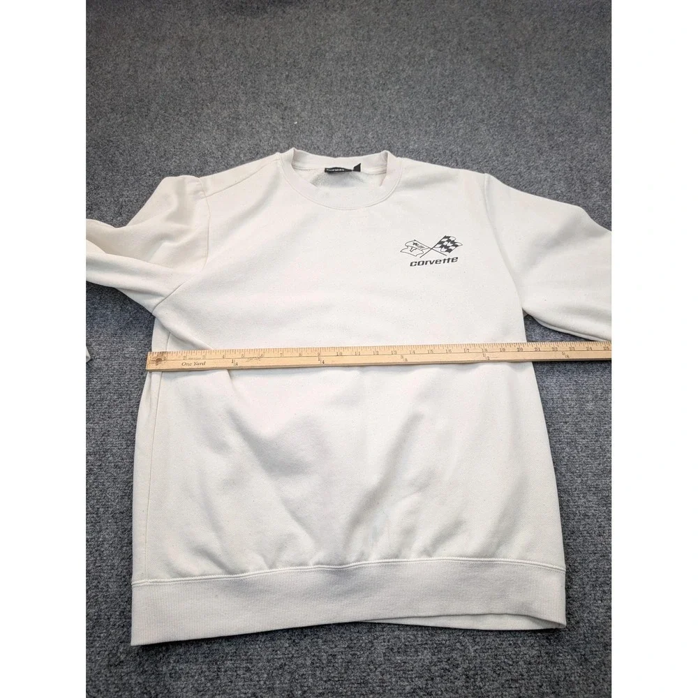 Corvette Sweatshirt Mens Large White 1974 Corvette Ad Graphic Pullover Chemistry